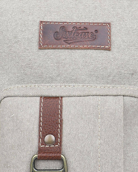 Canvas & Leather Women's Sling Bag - Silver