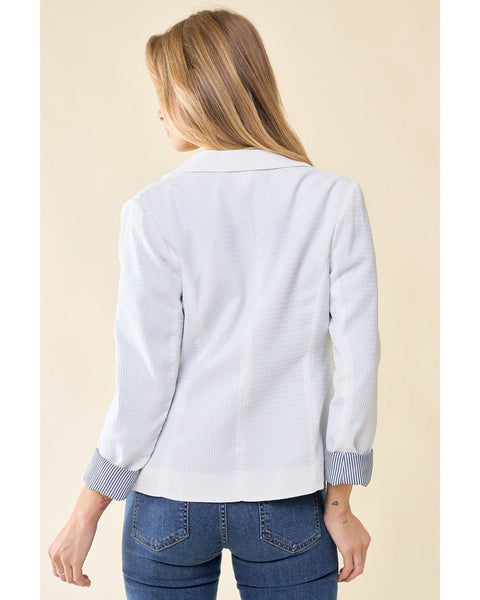 Textured Cuffed Blazer