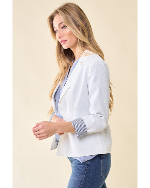 Textured Cuffed Blazer