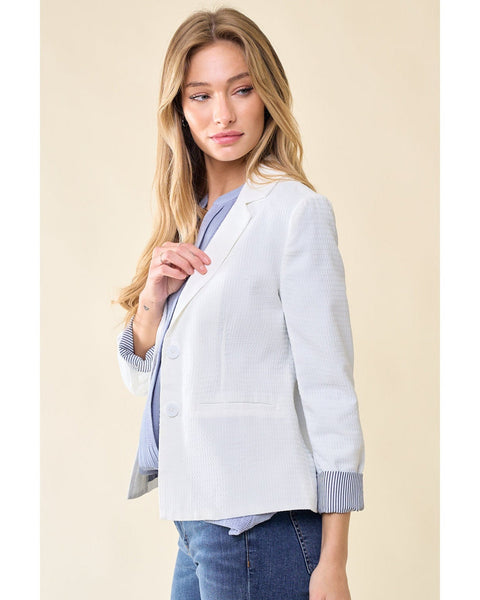 Textured Cuffed Blazer