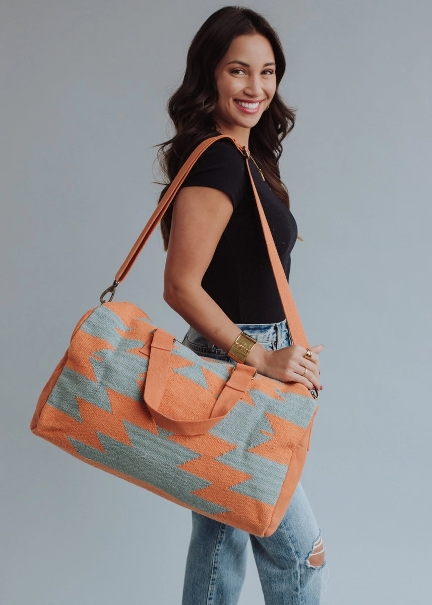 Slate & Orange Aztec Duffel