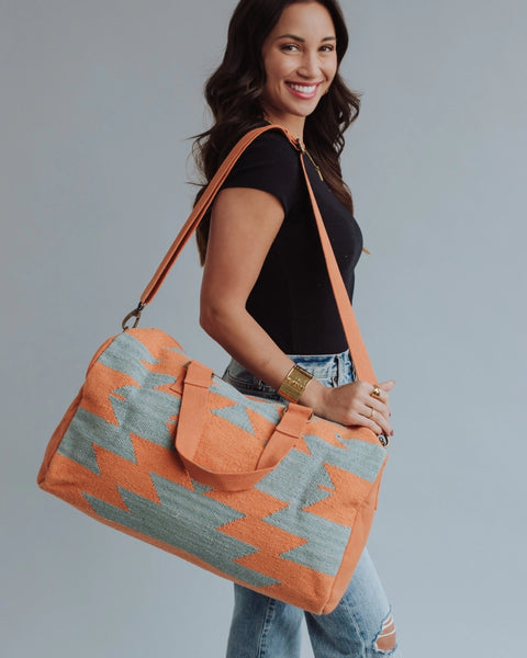 Slate & Orange Aztec Duffel