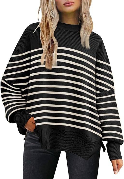 Crewneck Batwing Sleeve Chunky Sweater