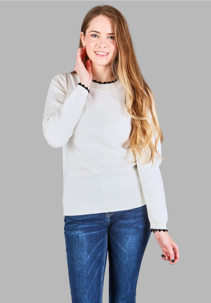 Ava Sweater with Scalop Trim