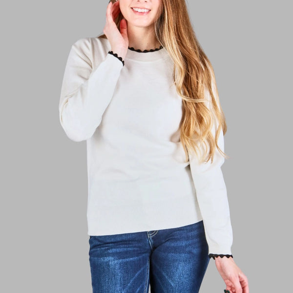 Ava Sweater with Scalop Trim