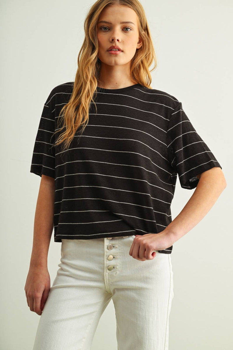 Stripe Cotton Linen Top