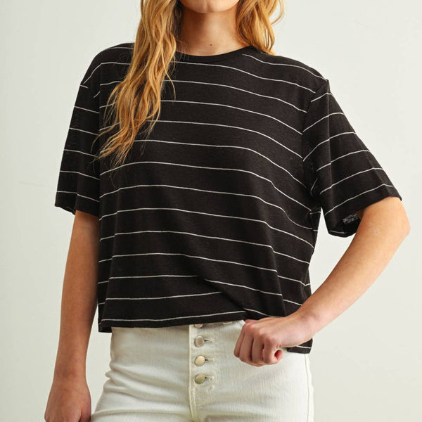 Stripe Cotton Linen Top