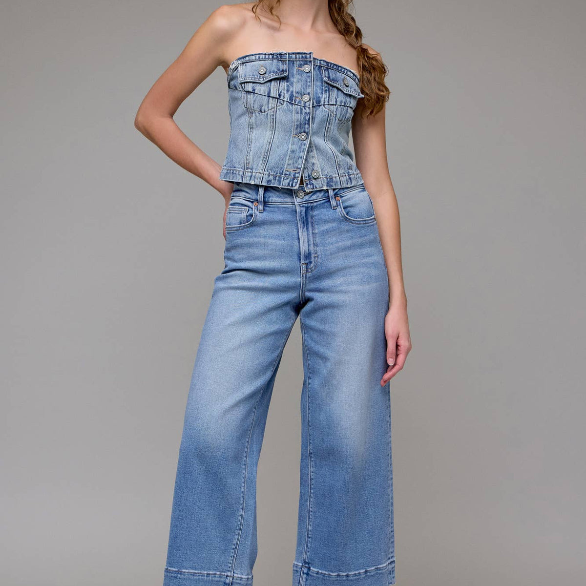 Hidden Jeans - Medium Light Stretch Clean Crop Wide Leg