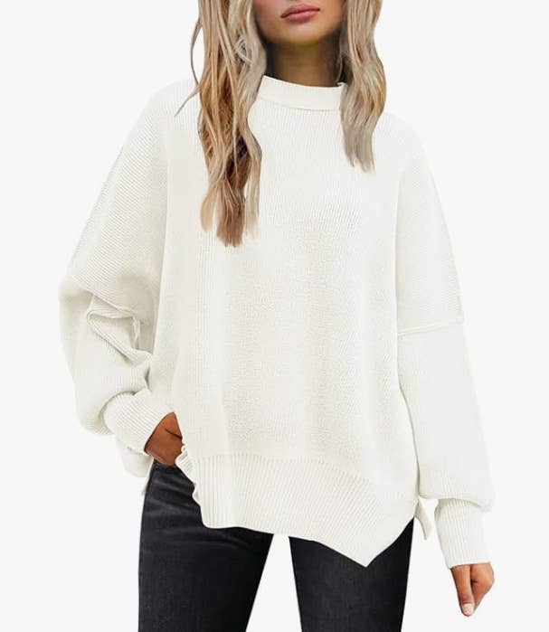 Crewneck Batwing Sleeve Chunky Sweater