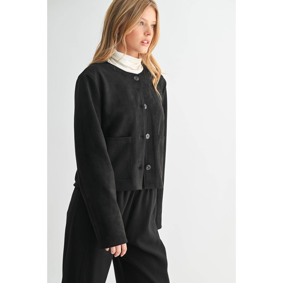 Suede Button Down Jacket