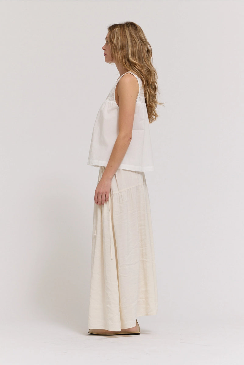 Cotton V-Neck Eyelet Tank