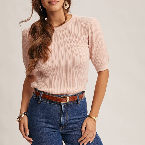 Tara Textured Knit Puff Sleeve Top