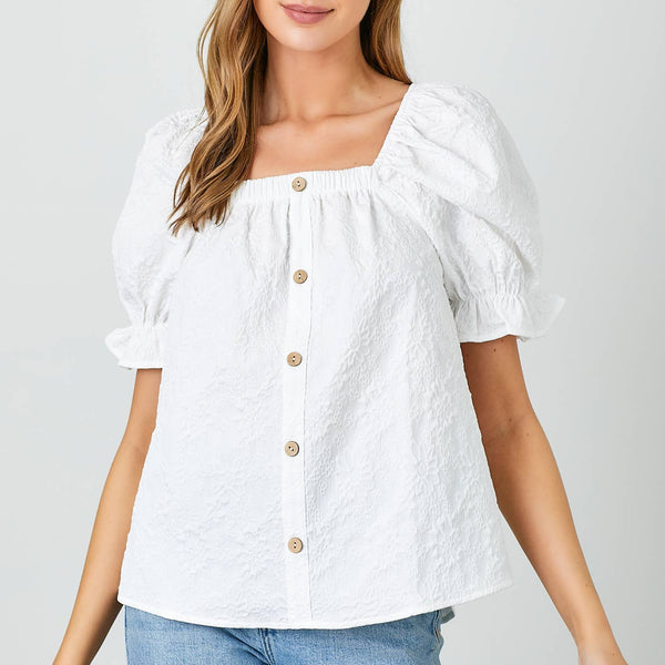 Textured Square Neck Blouse