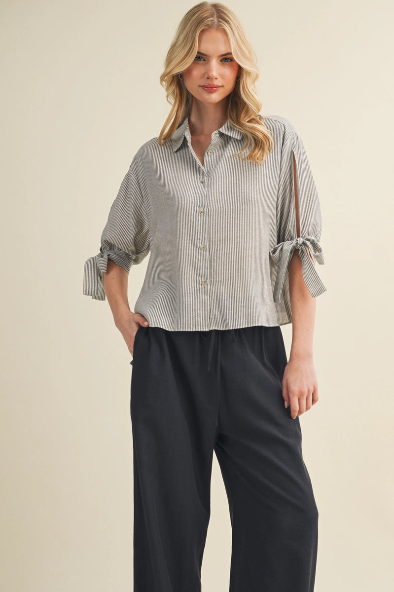 Deconstructed Voluminous Tie-Sleeve Top