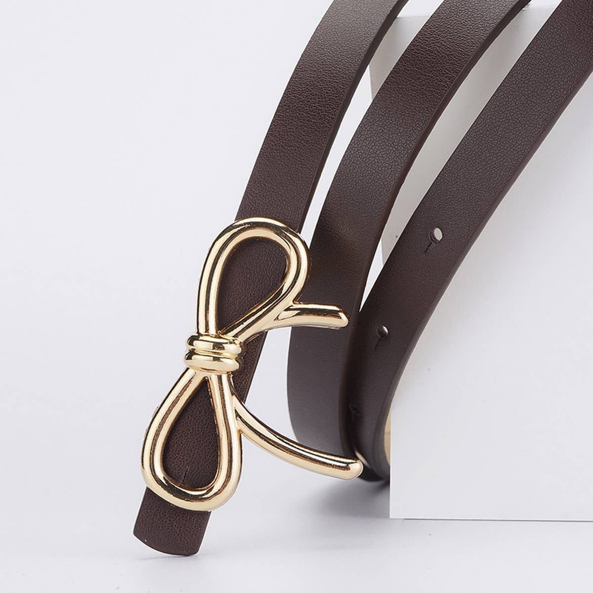 Bowtie PU Leather Skinny Belt