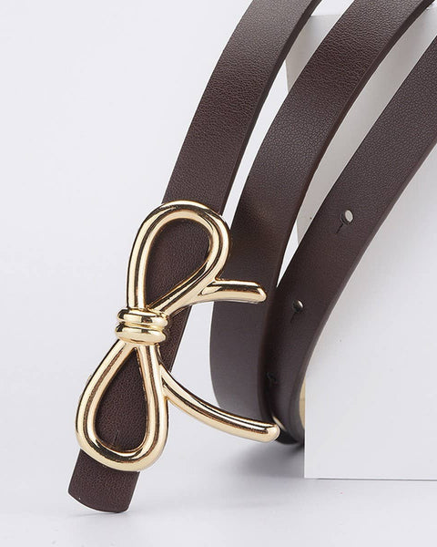 Bowtie PU Leather Skinny Belt