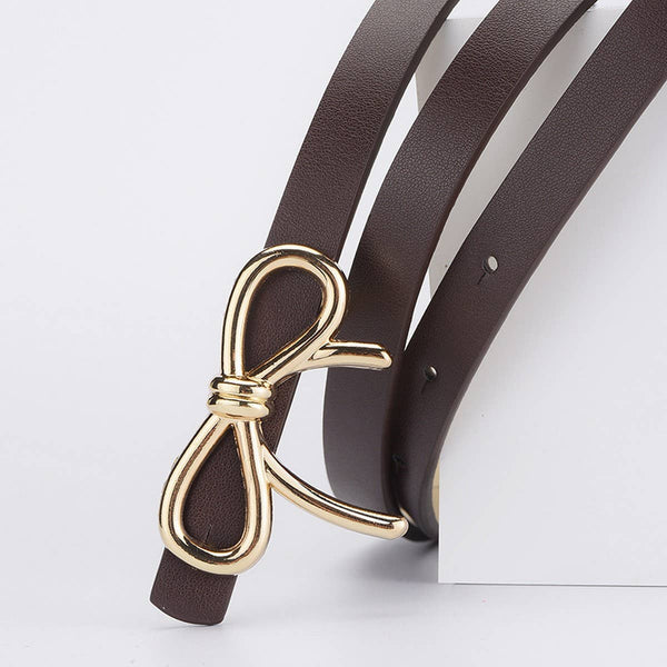 Bowtie PU Leather Skinny Belt
