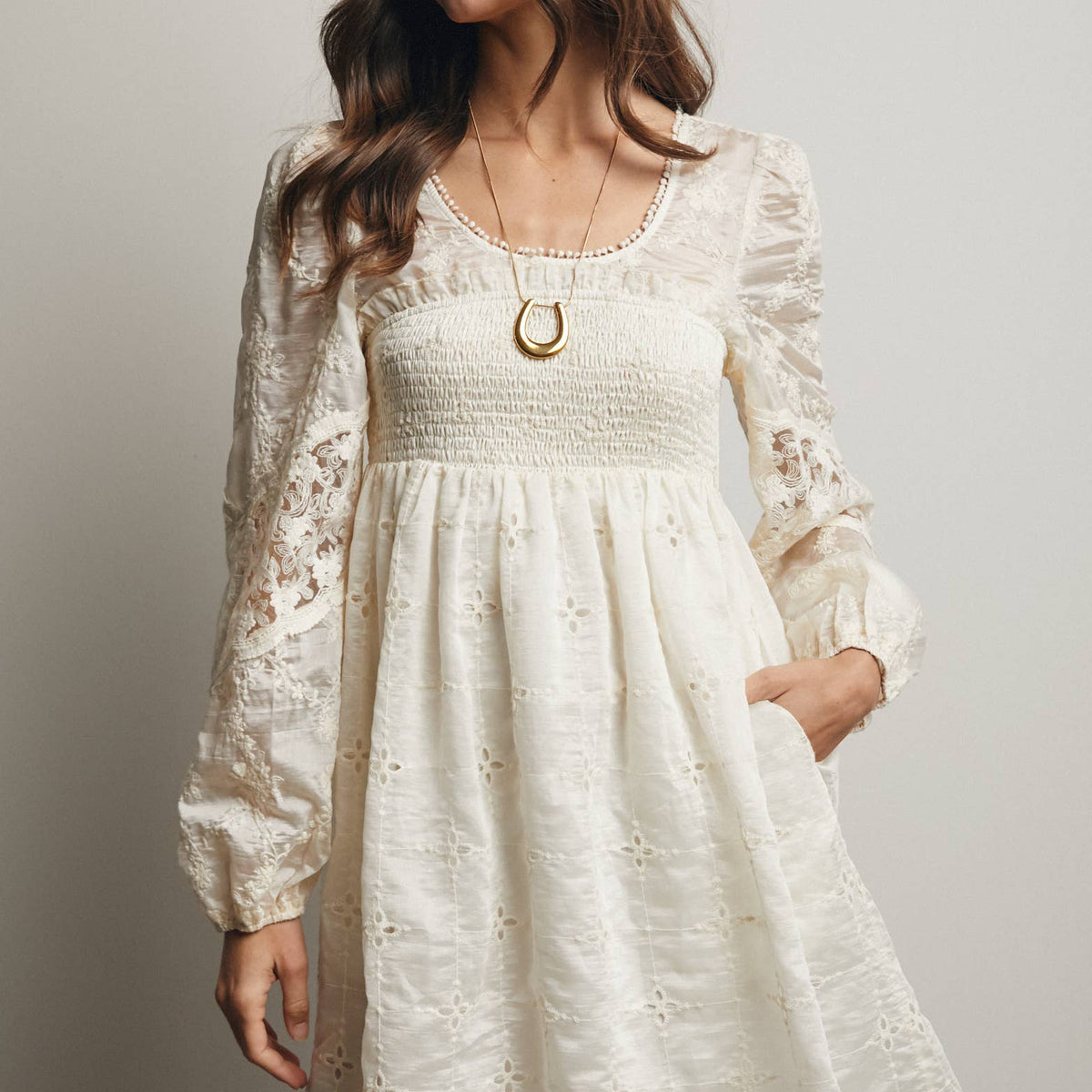 The Ada Embroidered Lace Mini Dress
