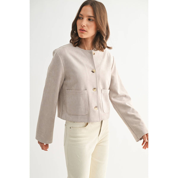 Suede Button Down Jacket