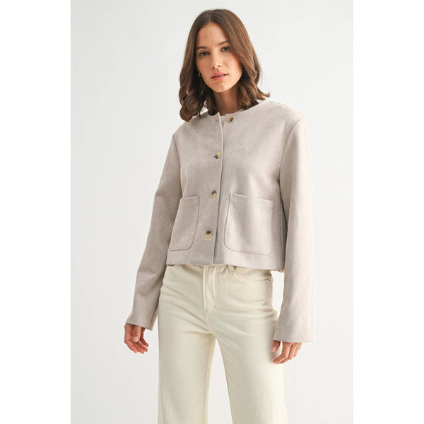 Suede Button Down Jacket