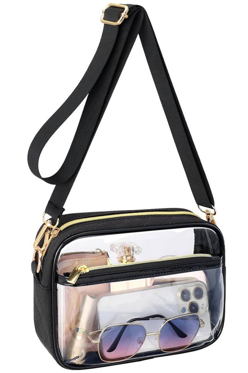 Quilted Durable Clear PVC Crossbody Bag