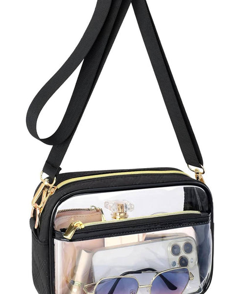Quilted Durable Clear PVC Crossbody Bag