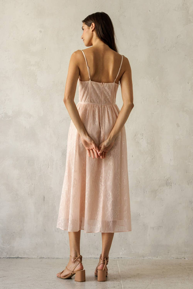 Lace Bustier Midi Dress