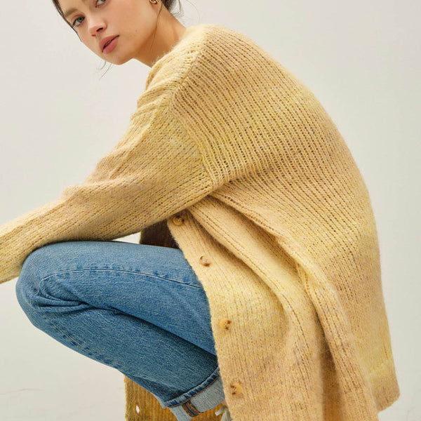 Tonal Gradient Oversized Wool Cardigan