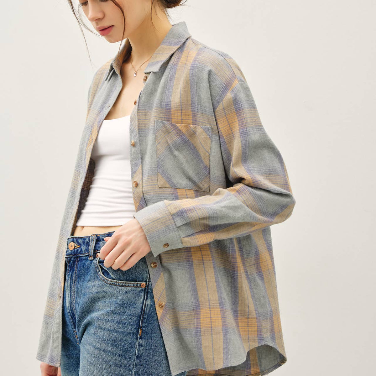 Cotton Faded Plaid Shirt