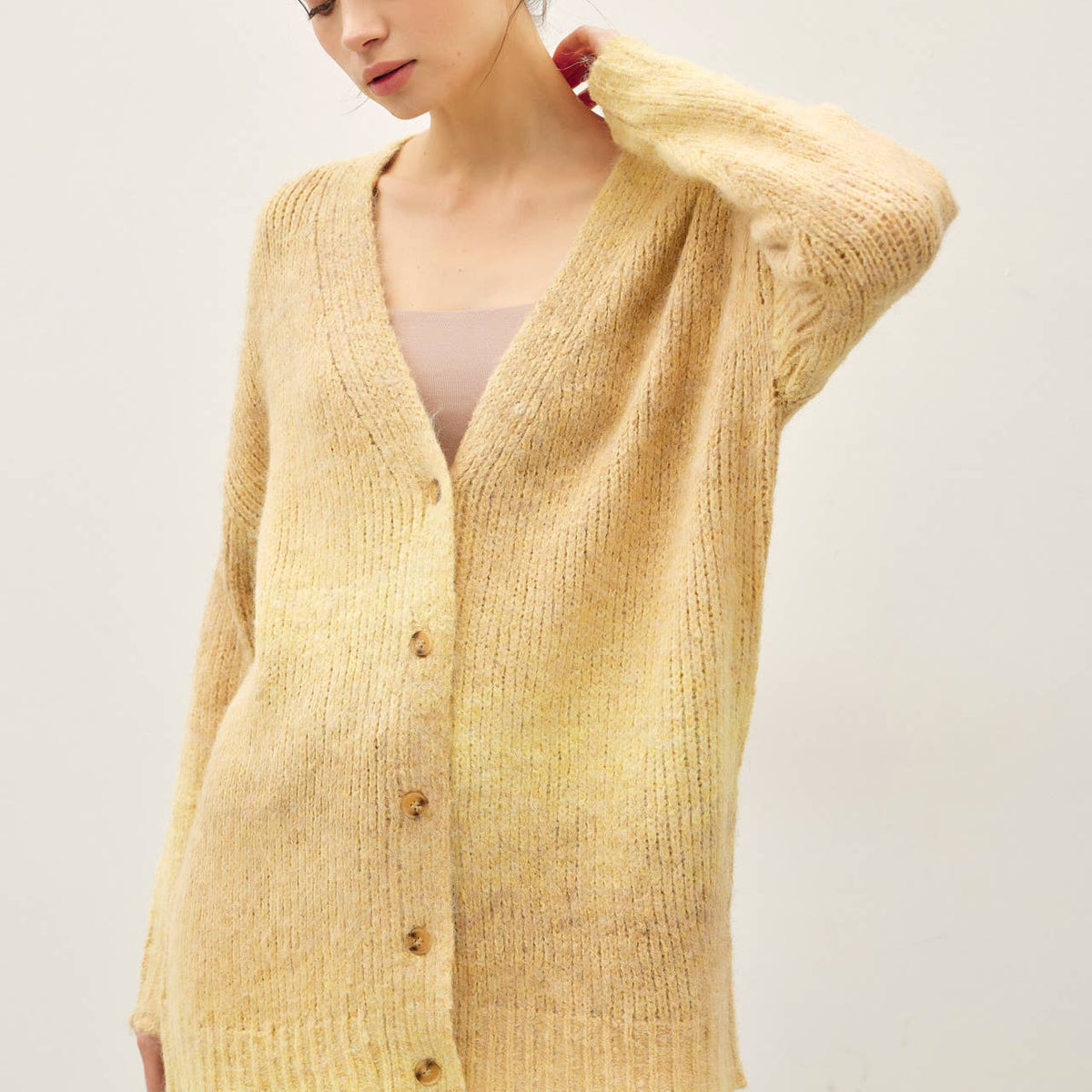 Tonal Gradient Oversized Wool Cardigan
