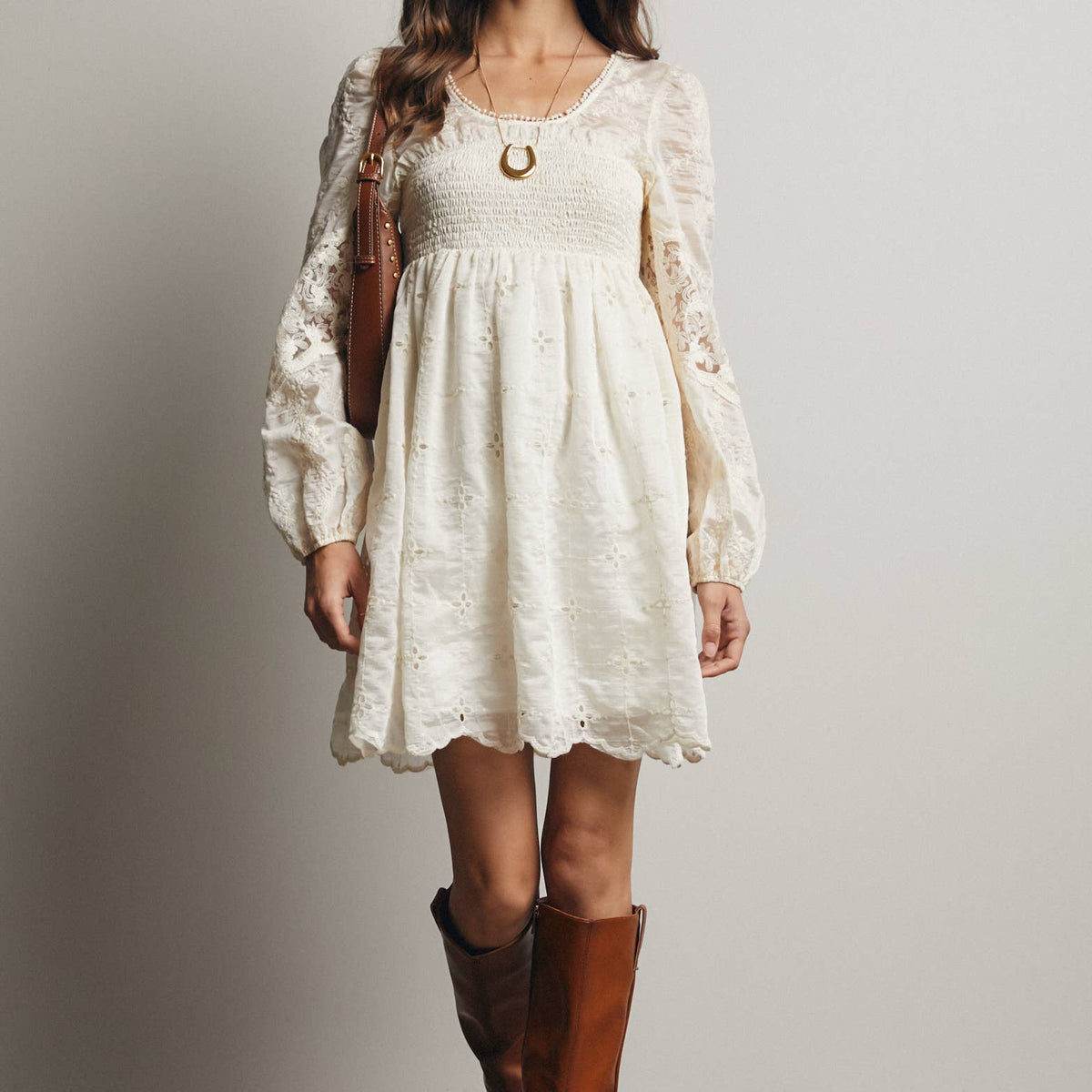 The Ada Embroidered Lace Mini Dress