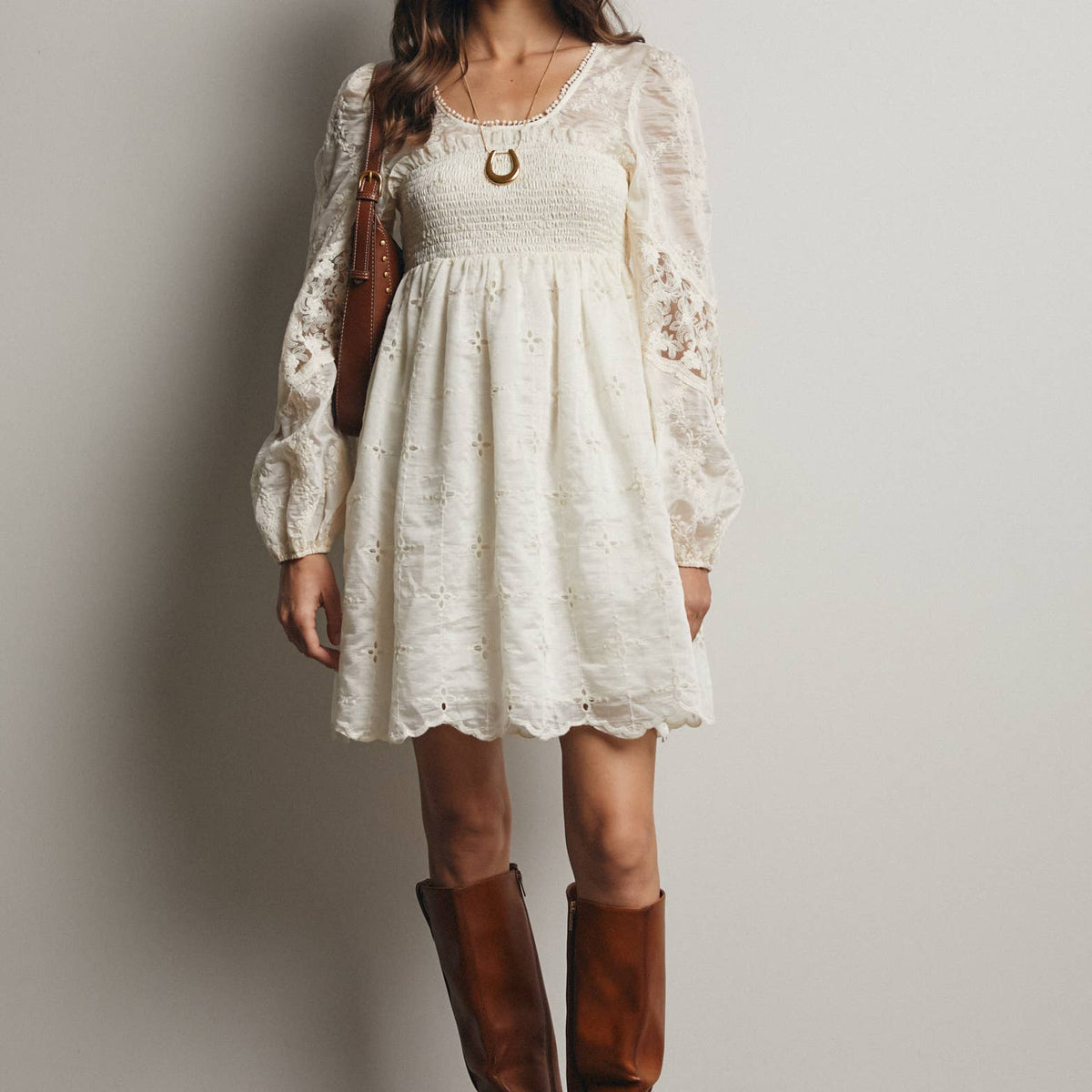The Ada Embroidered Lace Mini Dress
