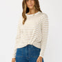 Horizontal Stripe Front Knot Pullover Sweater