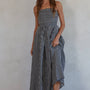 Striped Tube Neck Strapless Flare Maxi Dress