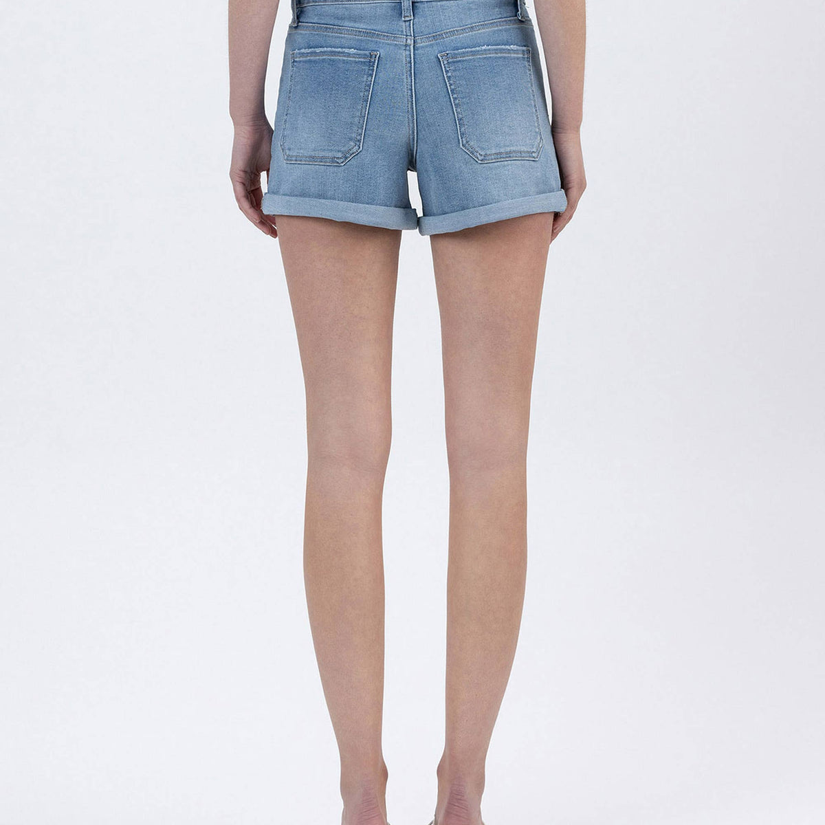 High Rise Double Cuffed Denim Shorts- Lovervet