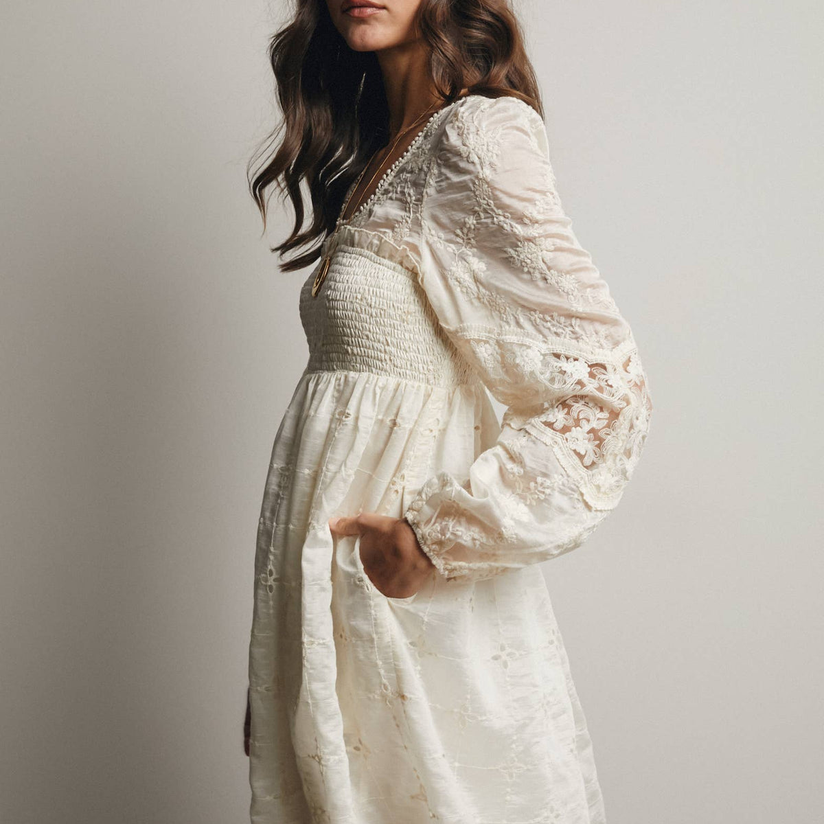 The Ada Embroidered Lace Mini Dress