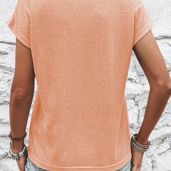 Batwing Sleeve Buttoned Shoulder Tee