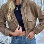 Hooded Cropped Corduroy Jacket