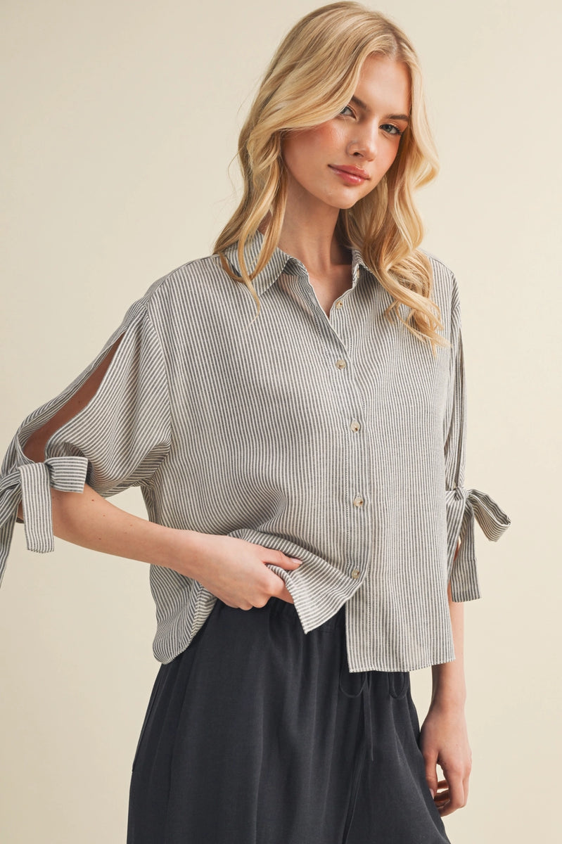 Deconstructed Voluminous Tie-Sleeve Top