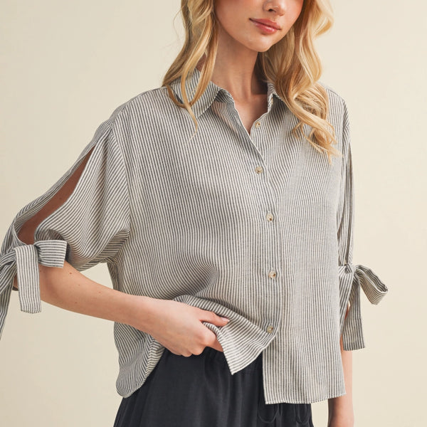 Deconstructed Voluminous Tie-Sleeve Top