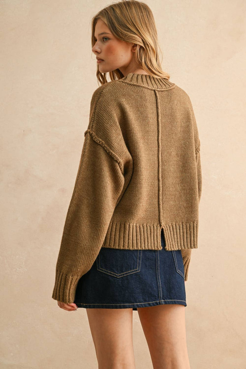 Paneled & Slit Detail Sweater Top