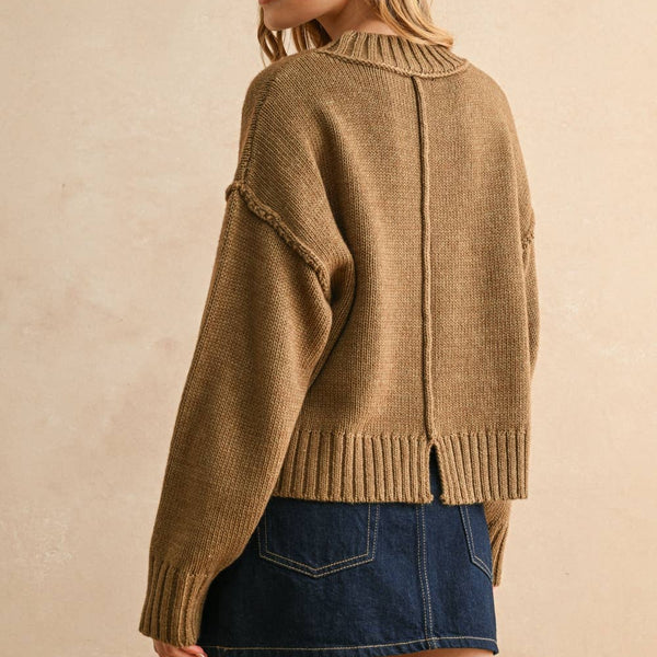 Paneled & Slit Detail Sweater Top