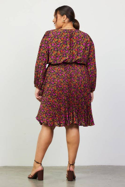 Printed Overlap Dress- Curvy