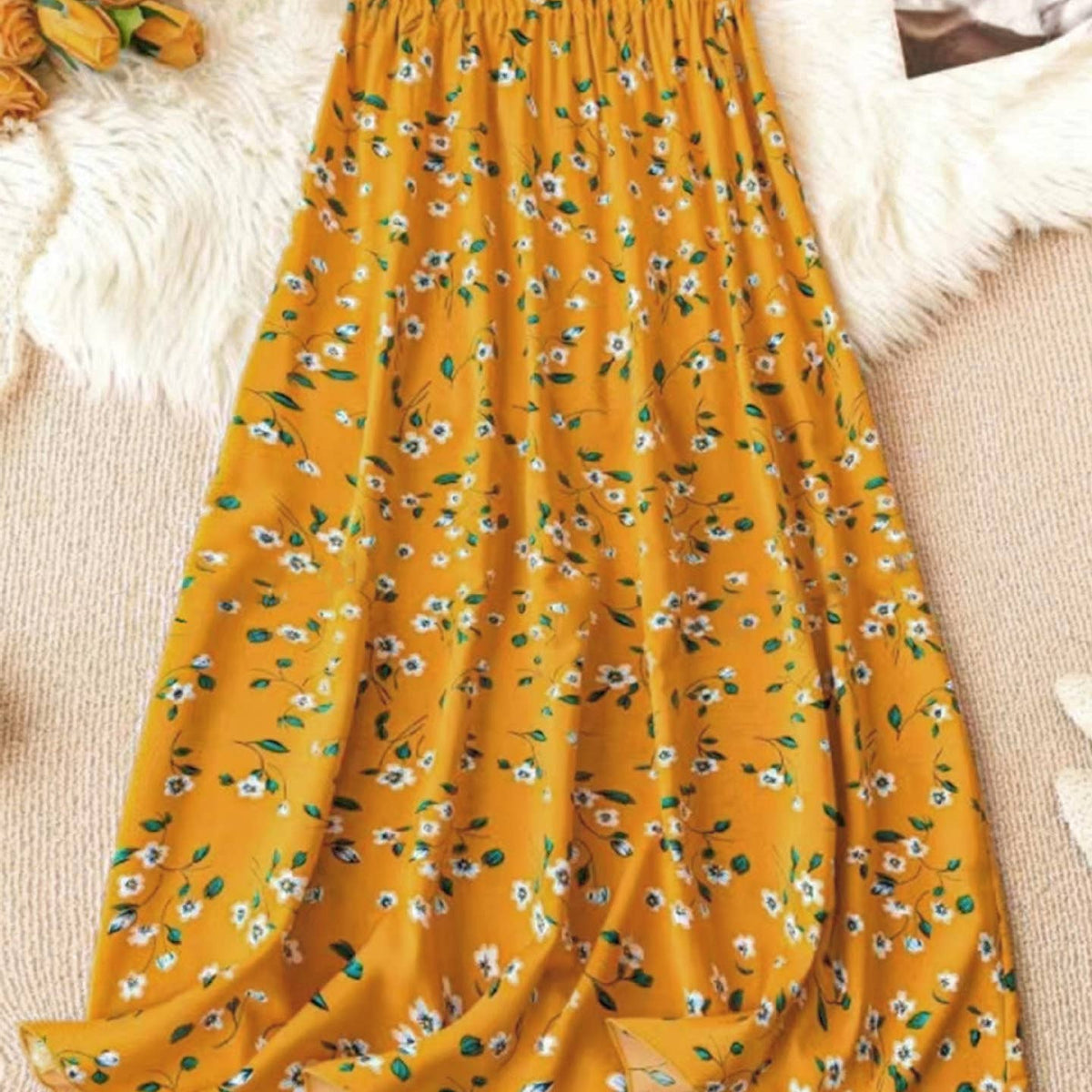 High Waist Slim Floral Maxi Skirt