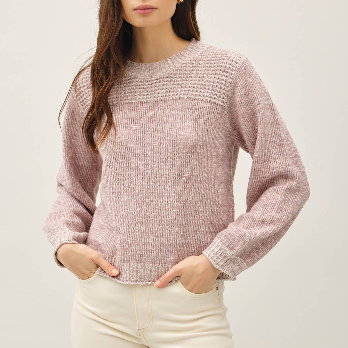 Textured Knit Crewneck Sweater