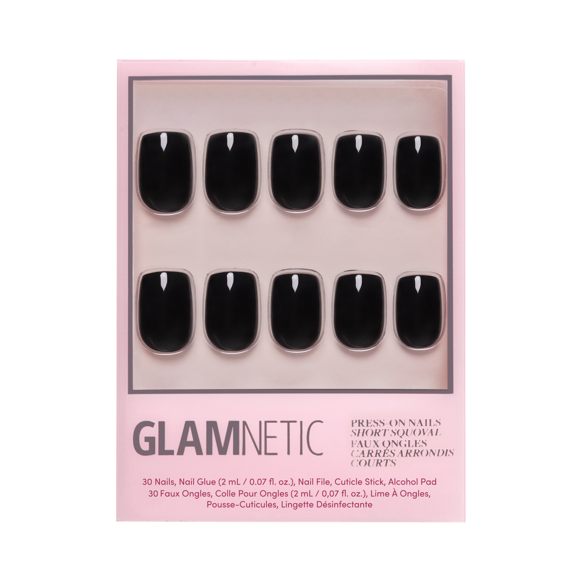 Glamnetic - Jet Black Press-On Nails | Short Squoval | Fall Halloween