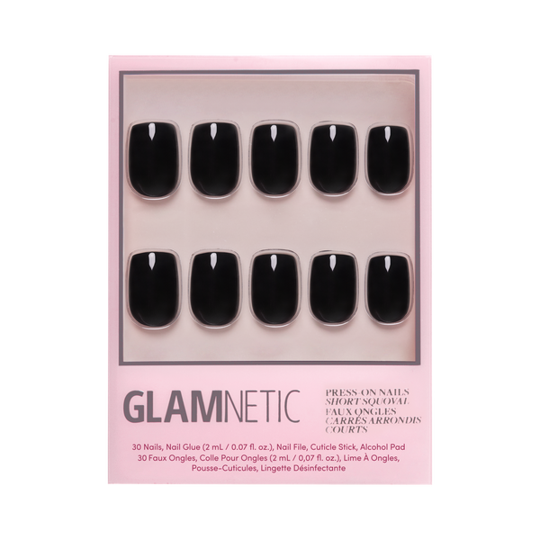 Glamnetic - Jet Black Press-On Nails | Short Squoval | Fall Halloween