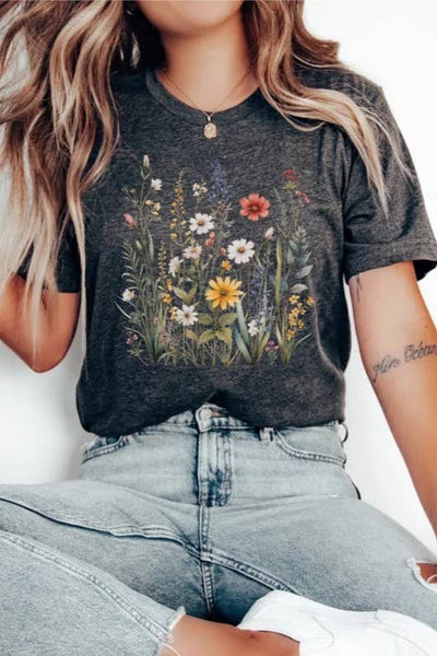 Spring Wildflower Florals Flowers Graphic T-shirt