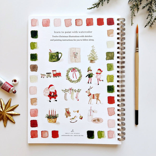 Christmas watercolor workbook by Emily Lex studio