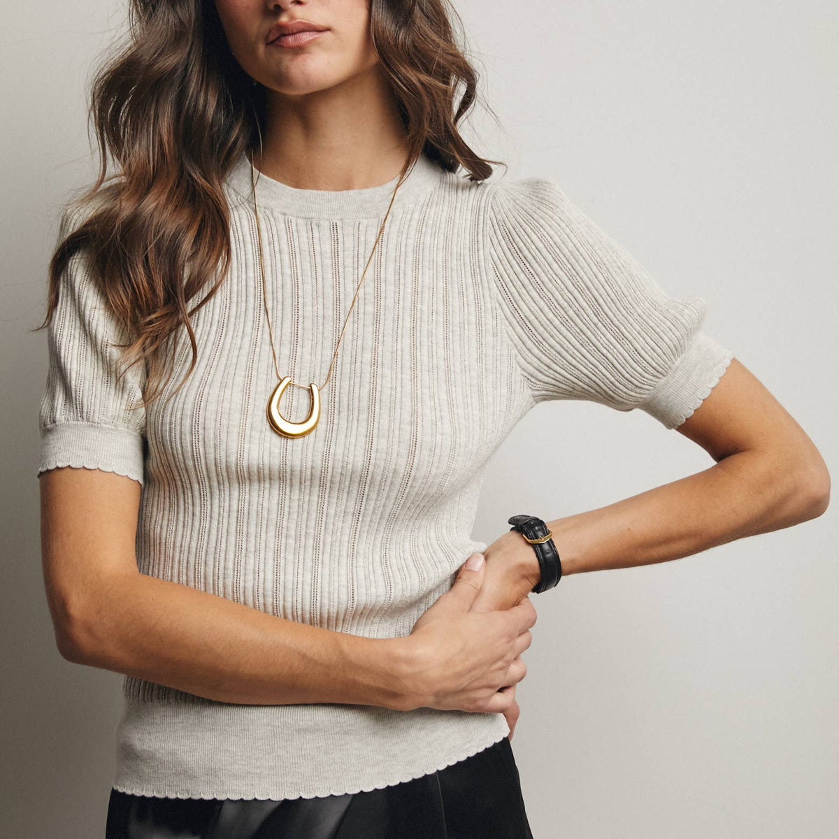 Tara Textured Knit Puff Sleeve Top